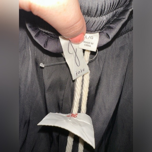 Joie women’s black silky rope drawstring flowy wide leg pants L beach summer - Picture 5 of 8